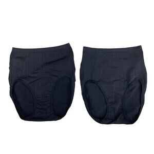 New 2 Pack Womens 3XL Black High Waisted Black Nylon Spandex Shapewear Underwear